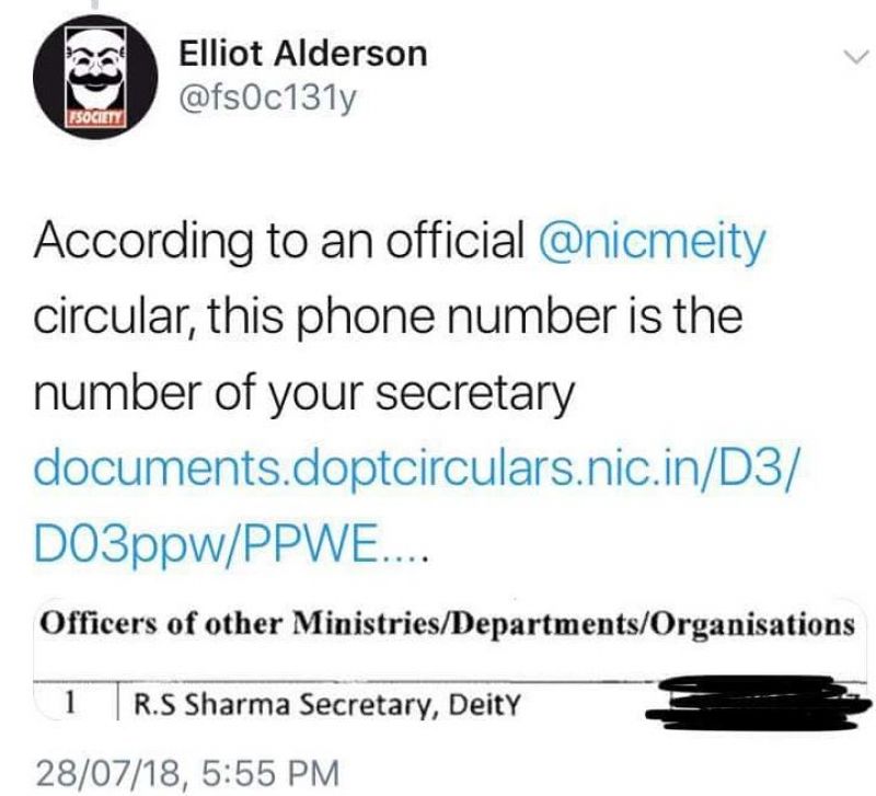 Tweet Elliot Alderson