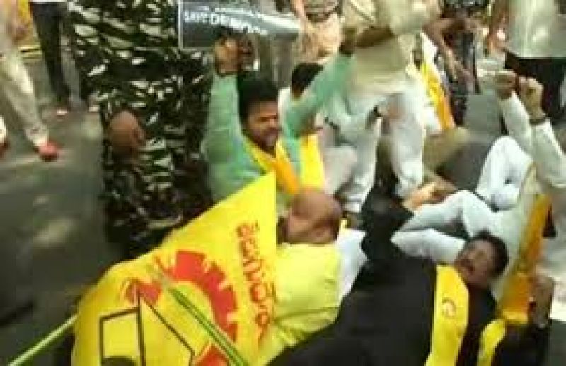 tdp mps protest near pm house police detained