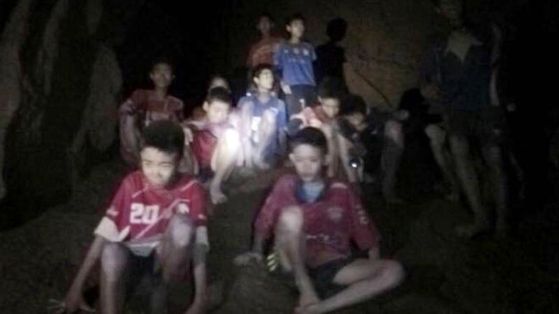 Cave in Thailand Child Football Player