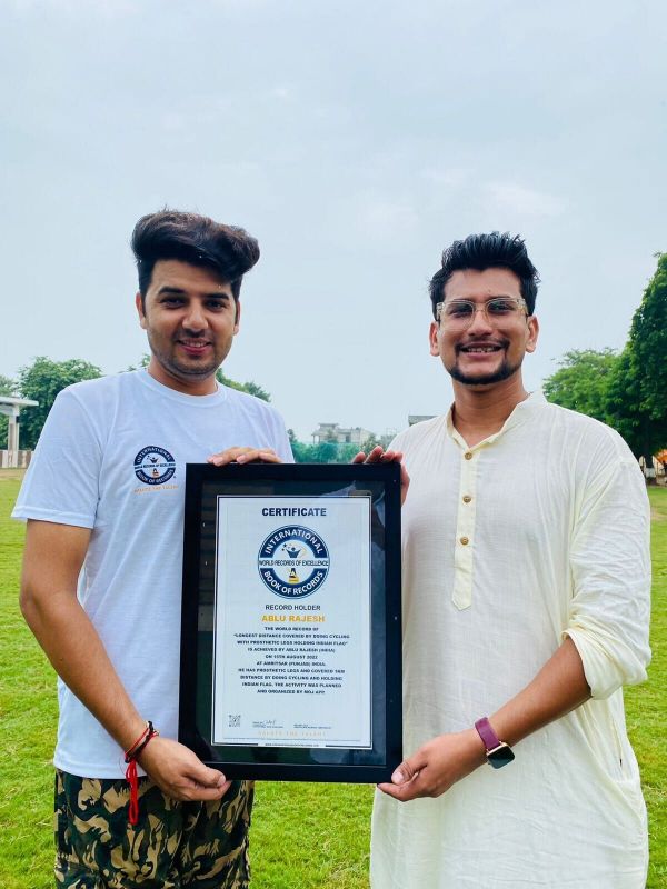 Ablu Rajesh Kuma Sets a new world record on 15th August 