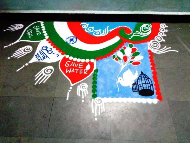 Independence Day with colors of Rangoli