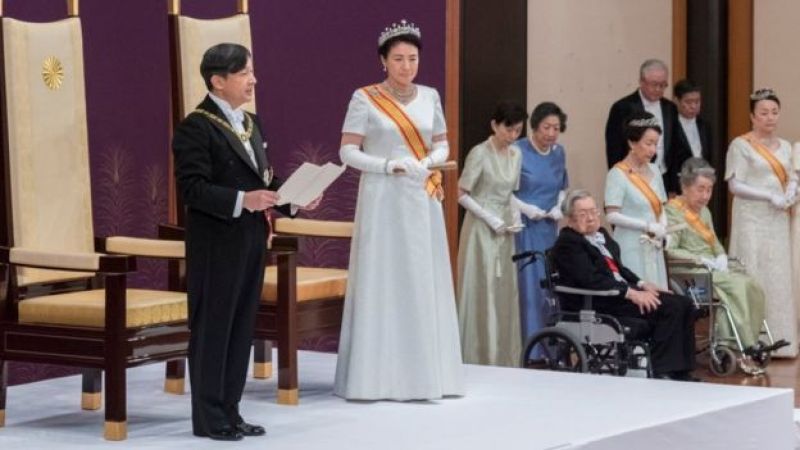 Emperor Naruhito makes his first speech at the Imperial Palace in Tokyo