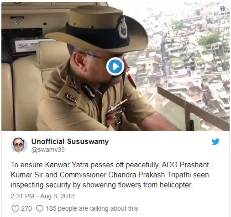 Flowers on Kanwadiyas with Helicopter 