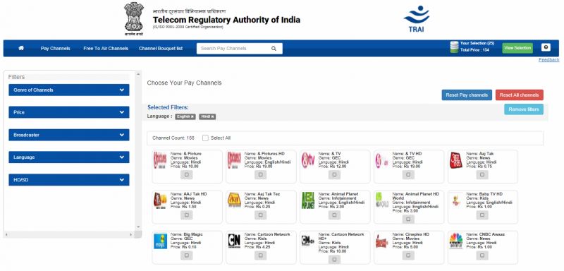 Steps of selecting Channels