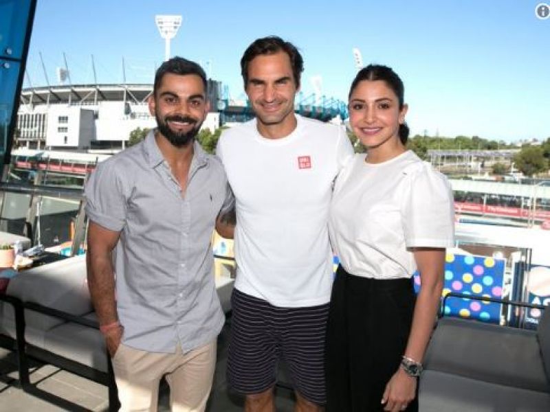 Virat and Anushka with Federer