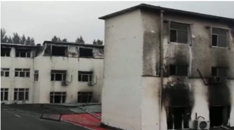 hotel on fire in China