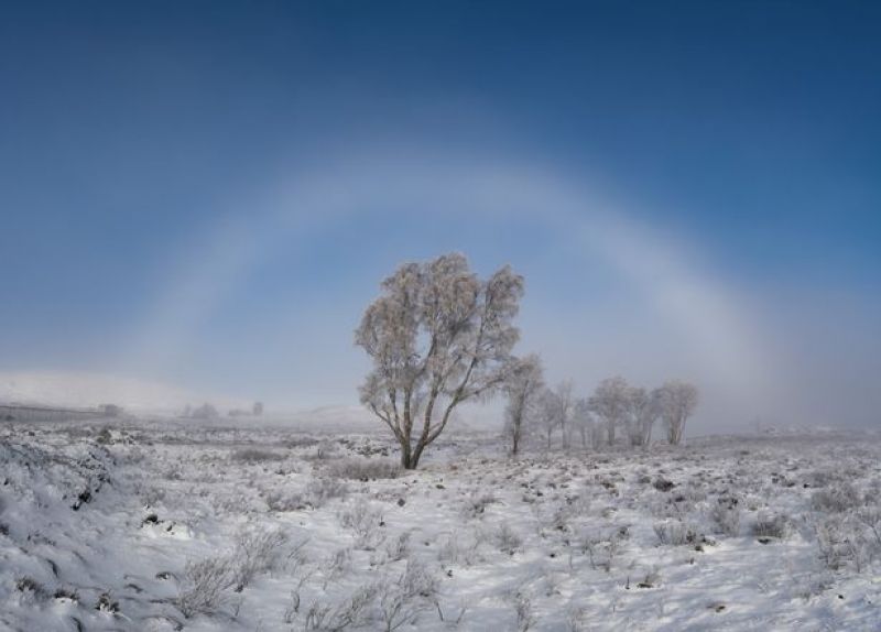 Photographer Captures Stunning Shot of Rare White Rainbow Over Moor in Scotland