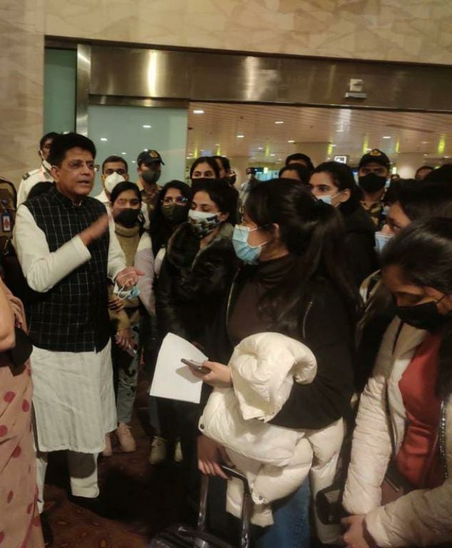  Indian students arrive at Mumbai Airport