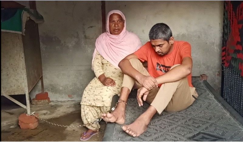 The mother chained the drug addicted son