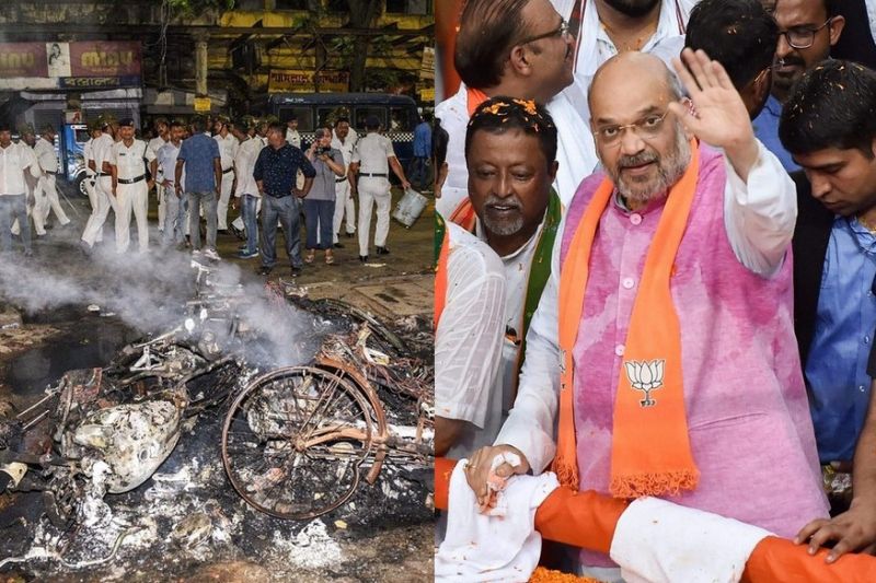 Violence in Amit Shah's road show in Bengal