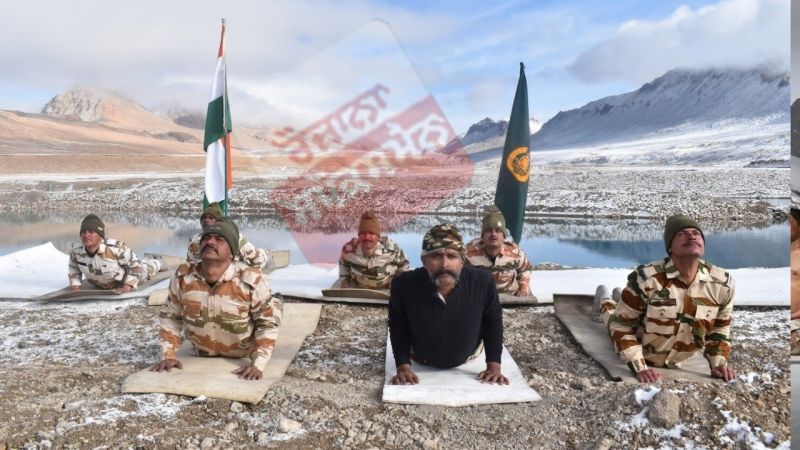 With low oxygen, ITBP personnel perform Yoga at 17,000 ft  