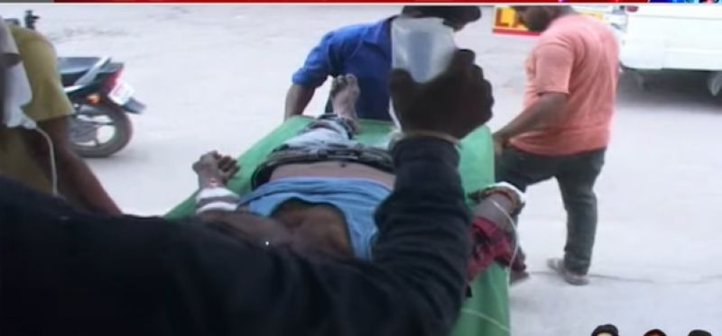 Attack on father and minor son with ice breake