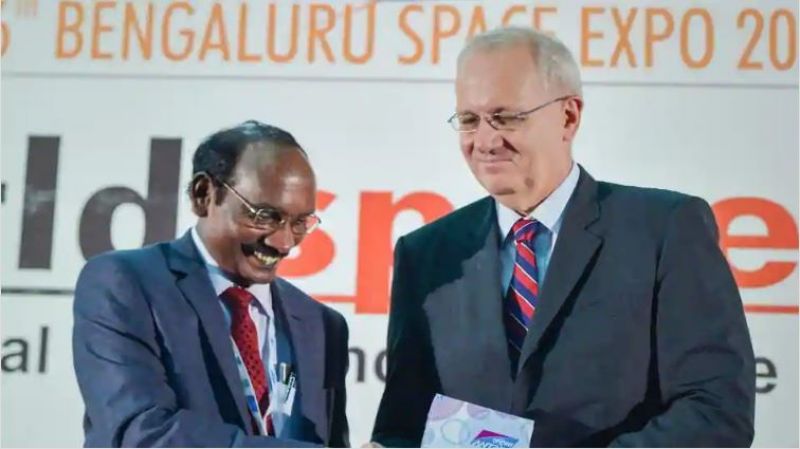 ISRO chairman K Sivan and French space agency President Jean-Yves Le Gall