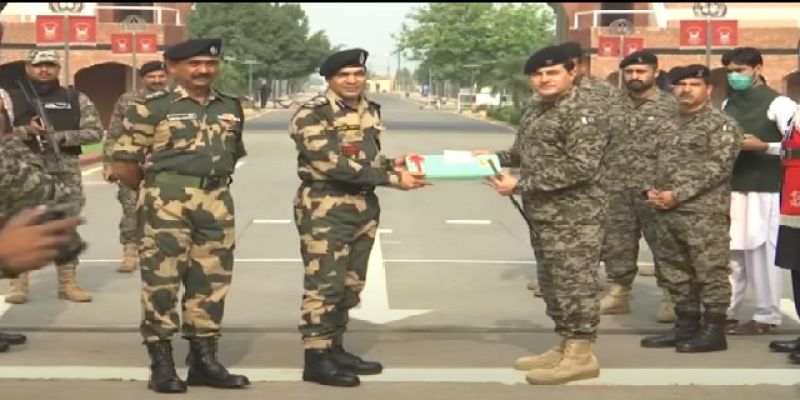 BSF and Pakistan Rangers greet each other at Bakrid on Attari-Wagah border