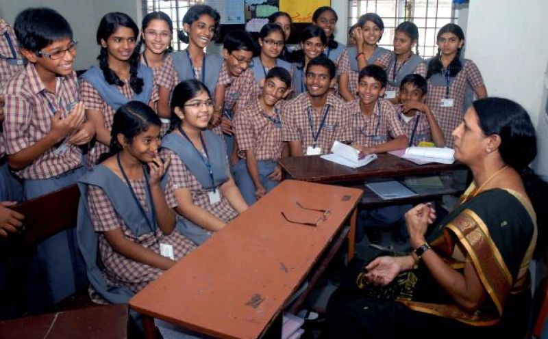 Teacher and students