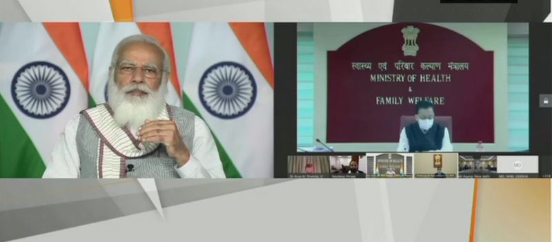 PM Modi during a webinar on budget implementation relating to Health Sector
