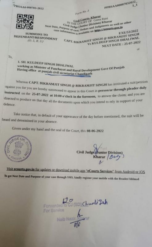 Summons Issued To Kuldeep Dhaliwal 