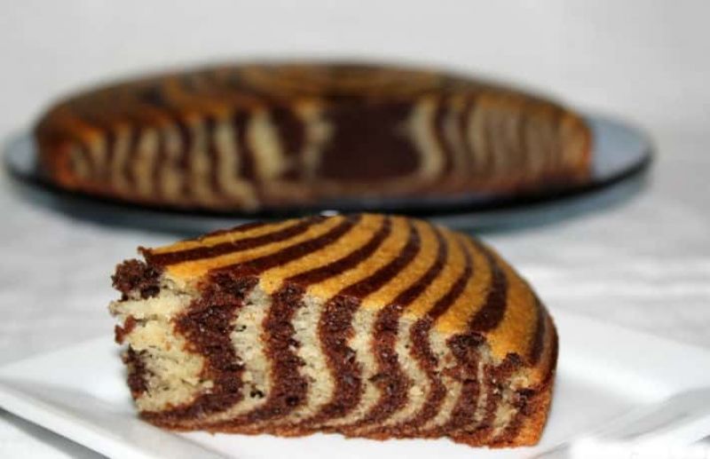 Eggless Zebra Cake