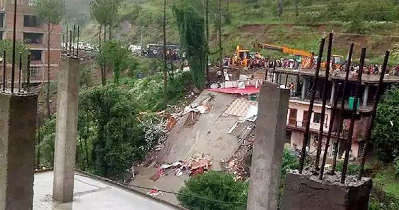 Three story building collapses in Solan