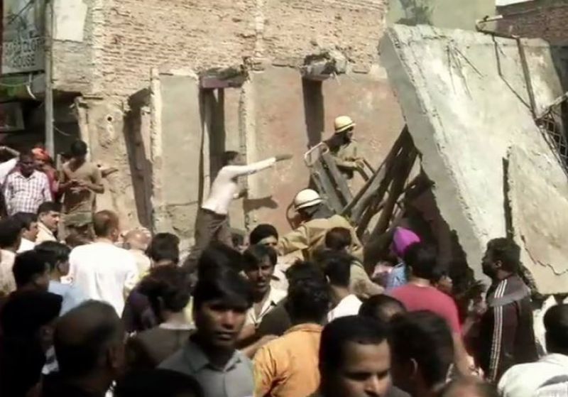 Building collapses in Delhi