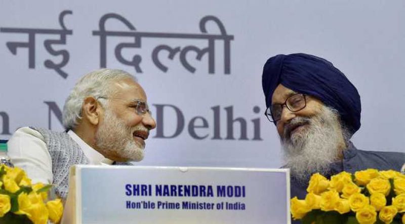 PM Modi, Parkash Singh Badal 