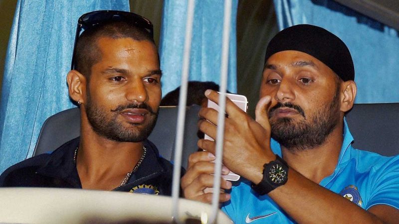 Shikhar Dhawan With Harbhajan Singh 