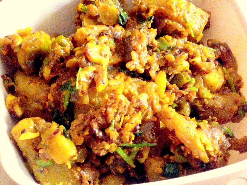 Raw banana dry vegetable