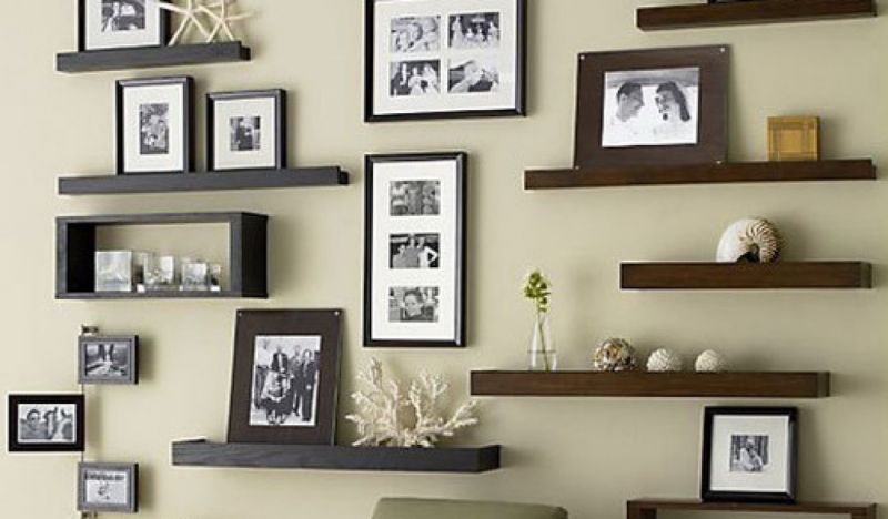 wooden shelves