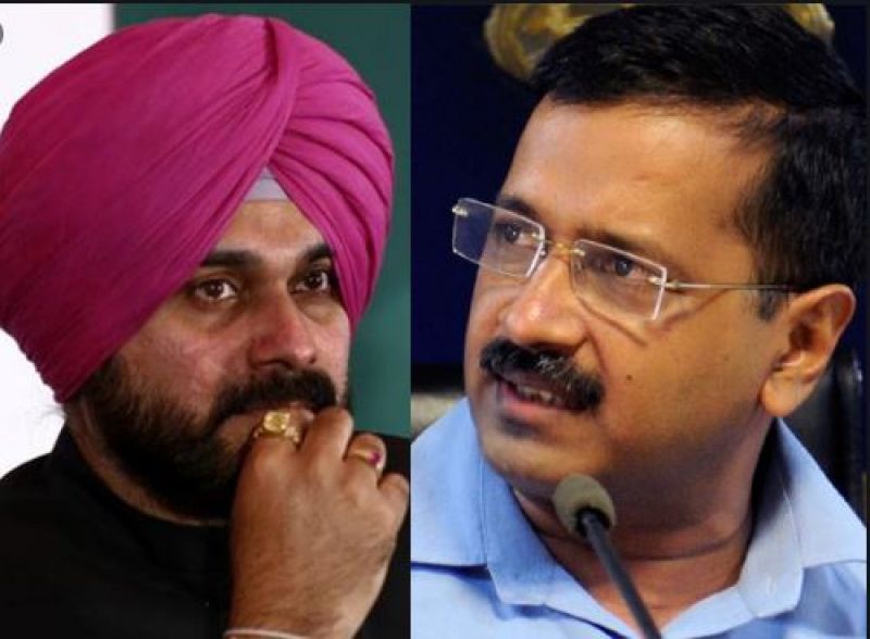Navjot Sidhu with Kejriwal