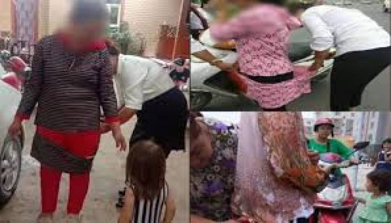 China Police Cutting Long Clothes Muslim Women