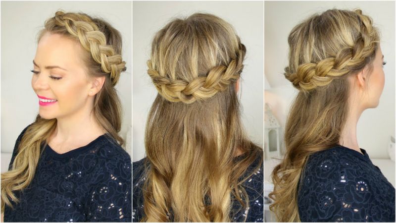 Braided bangs with half open hair