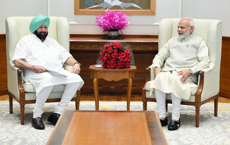 CM Captain Amrinder Singh With PM Narendra Modi