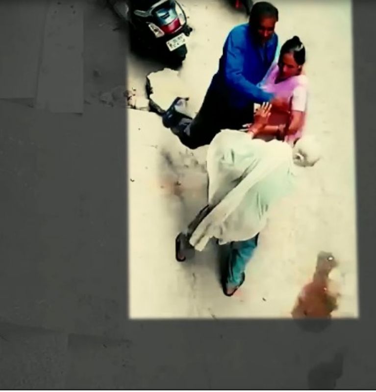 The son slapped his mother