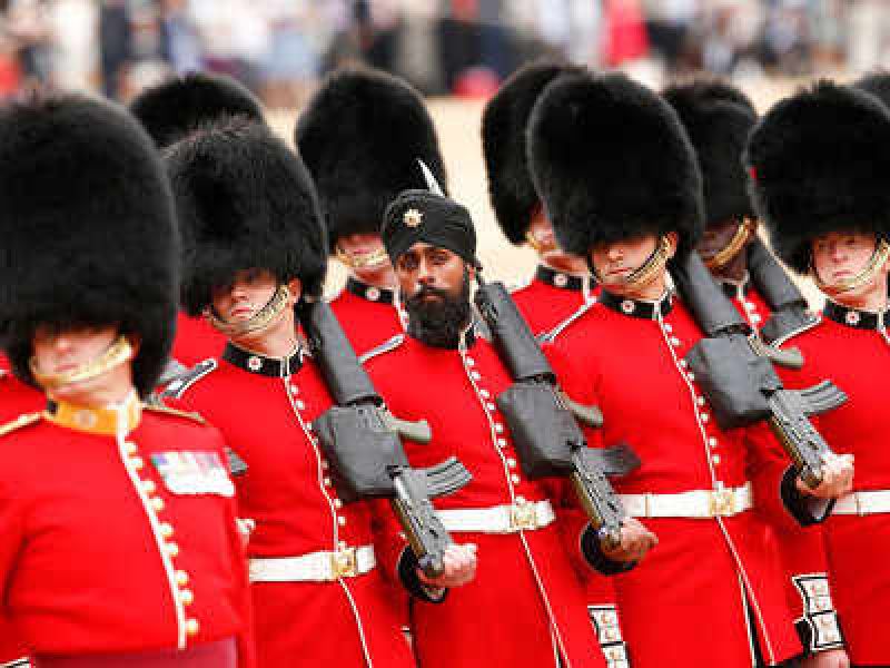 Sikh soldier in britain march past