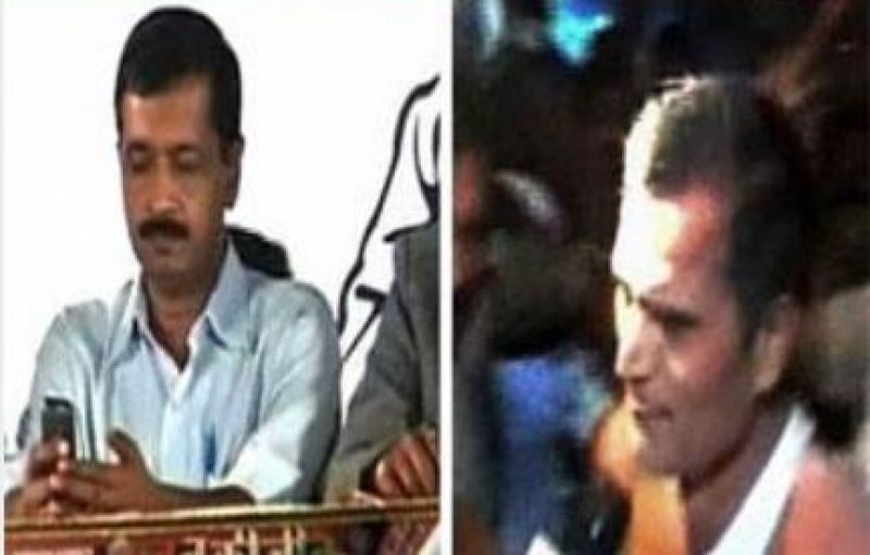 Arvind Kerjriwal attacked by a man with a shoe in Lucknow.