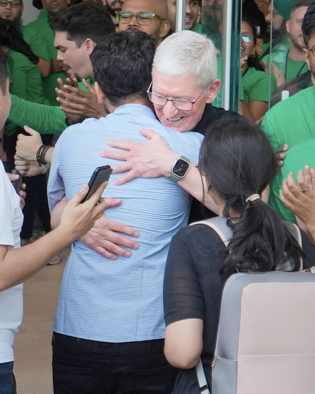 CEO Tim Cook opens doors of first Apple Store in India
