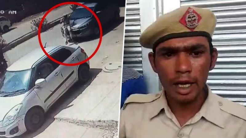 bjp leaders car dragged homeguard personnel to 200 meters on bonnet